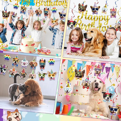 Dog Themed Birthday Party Decorations, Dog Face Hanging Swirls Banner - Image 6