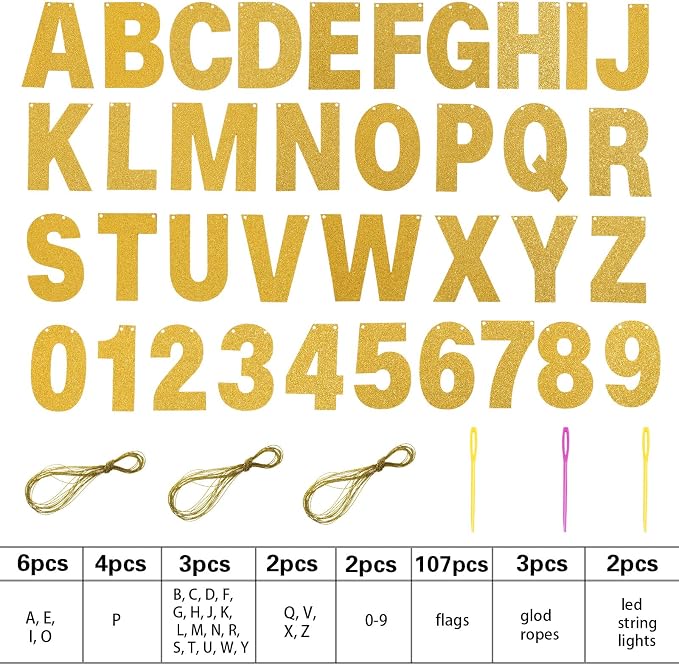 TaoBary 112 Pcs DIY Letter Kit Glitter Customizable Banner Letters Include 107 - Image 4