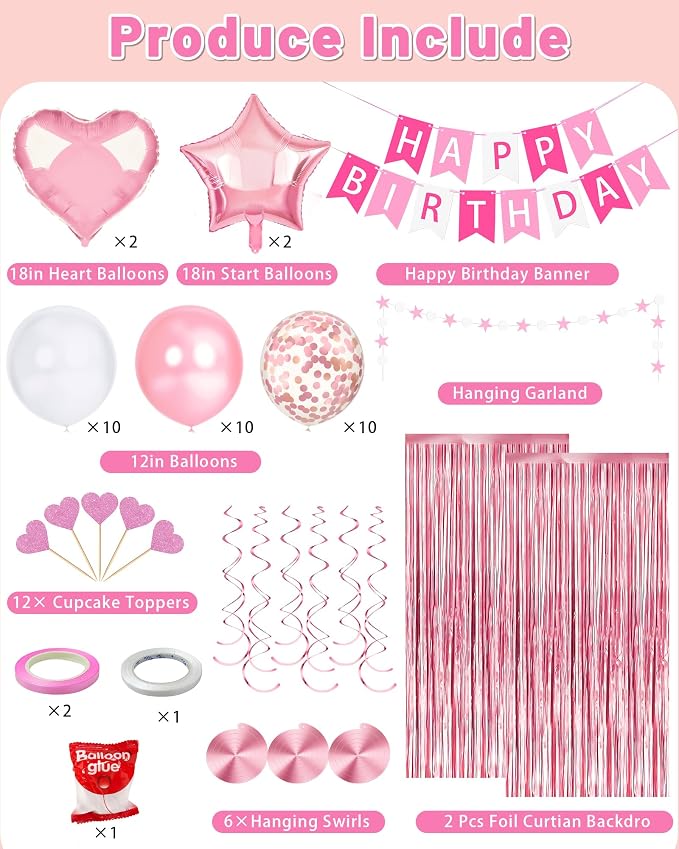 Pink Happy Birthday Party Decorations - Image 4