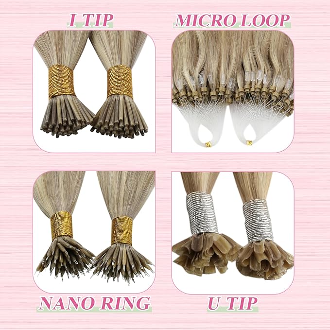 YoungSee U Tip Hair Extensions Highlight Golden Blonde and Medium Blonde Human Hair Utips Extensions for Thin Hair Highlight K Tips Human Hair Extension Silky Straight Hot Fusion 16inch 1G/S 50G