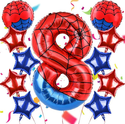 40 Inch Spider Theme Number Balloon, Number Block Foil Number 8 Balloons Large by AXBMM