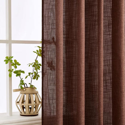 MIULEE Chocolate Brown Linen Curtains 52x54 Inch Long 2 Panels - Image 5
