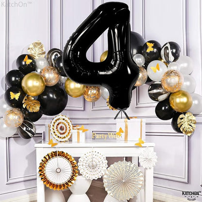 KatchOn Black Number 4 Balloons 40 Inch, 4 Birthday Decorations | Black 4 - Image 6