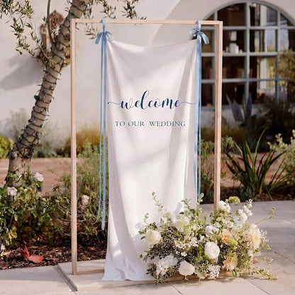 Tingjoo 27 × 78 Inch Welcome to Our Wedding Fabric Banner Long Wedding Party - Image 2