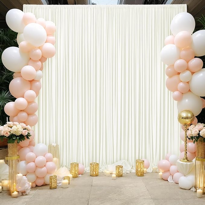 10x12 Ivory Backdrop Curtains for Wedding Party Wrinkle Free Backdrops Curtain - Image 4