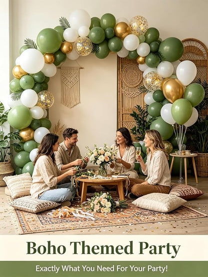Sage Green White Gold Balloons 12 Inch 60 Pcs Metallic Gold Confetti Latex - Image 9