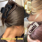 Double Row Teeth Square Claw Clips for Hair 2 Row Claws Rectangle Hair Clips Women Girls Thick Hair Claw Clips Plastic Double Claws Curly Straight Hair Strong Clip Hair Accessories 6 Packs