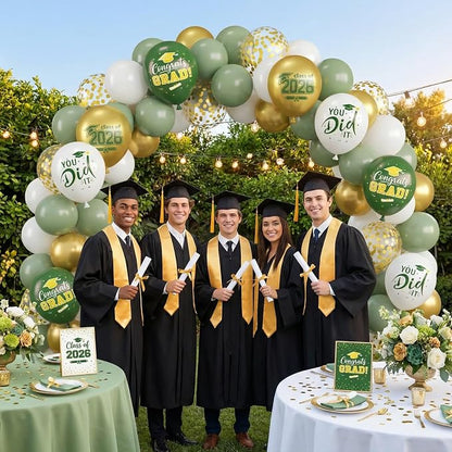 Green and Gold Balloons, 12 Inch Graduation Balloons Printed 2026, You DID IT - Image 5