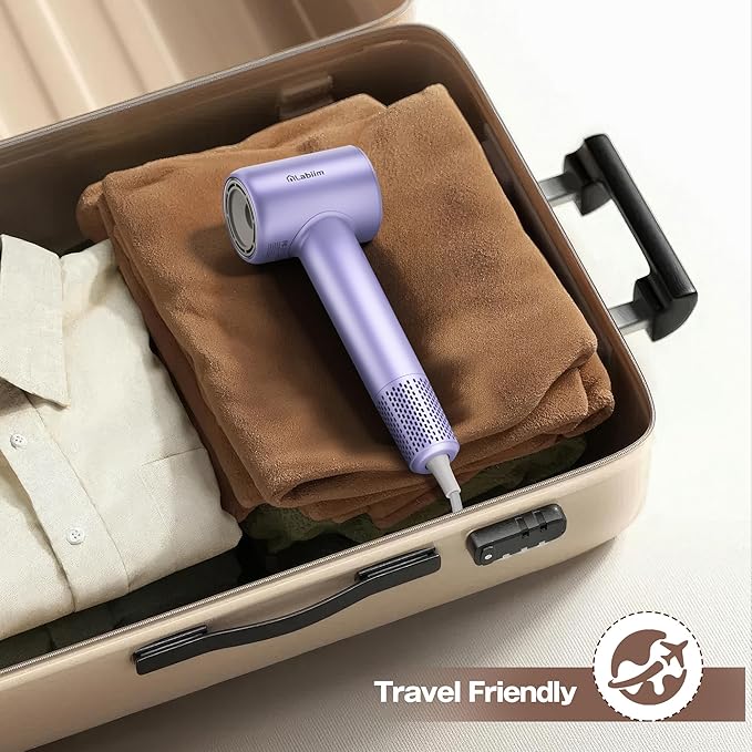 Hair Dryer, High-Speed Ionic Low Noise Blow Dryer with Brushless Motor for Fast Drying, Thermo-Control Quiet Compact Hair Blow Dryer, Hairdryer with 1 Nozzle Attachments for Home Salon Travel