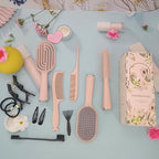 Hair Brush Set, Professional Styling Tools with Combs and Accessories, Pink, Gift Box Included (Pink Brush+Pink Comb)