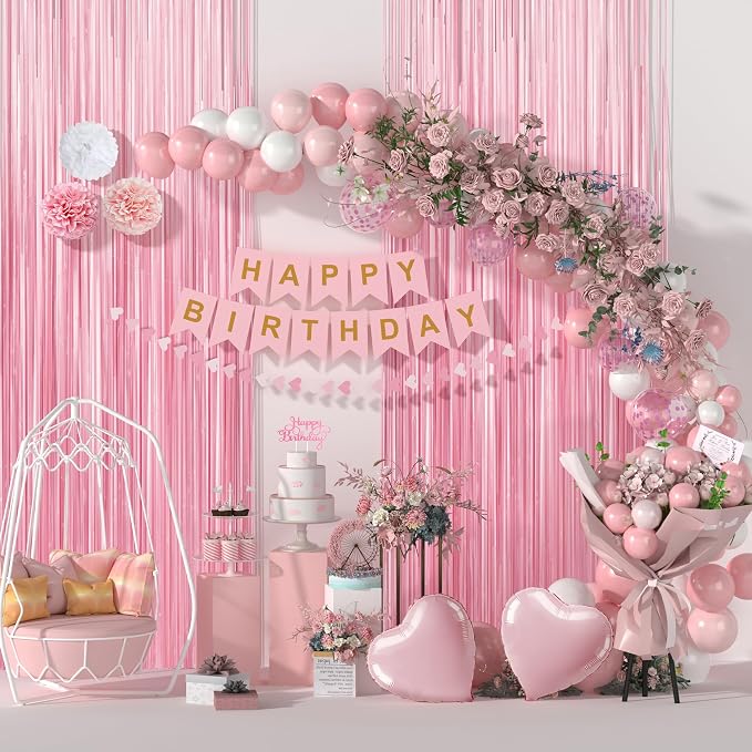 Pink and White Happy Birthday Party Decorations - Image 3