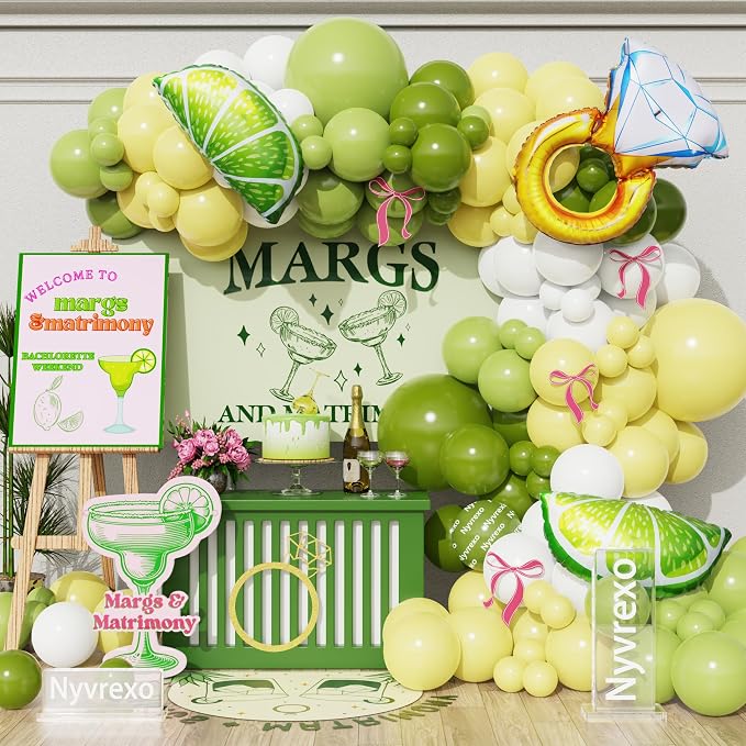 154Pcs Margs and Matrimony Bachelorette Balloon Garland Arch Kit | Dusty Green - Image 4