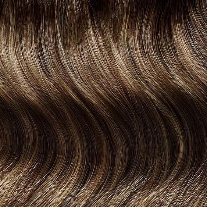 Luxy 100% Remy Human Hair – Halo Clip-In Hair Extensions –Natural Looking Volume & Length - One-Piece - Easy 5-Min Application 150 grams 12" Dimensional Rooted Sunkissed Brown