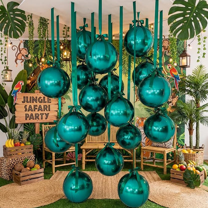 20 Pcs Vbs 2026 Metallic Green Foil Balloons Giant 22 Inch 4d Round Metallic by Unknown