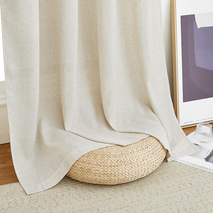 NICETOWN Linen Flax Semi Sheer Curtains 94" Length, Grommet Window Treatments - Image 9