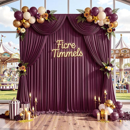 50 ft x 10 ft Wrinkle Free Maroon Backdrop Curtain - Image 8