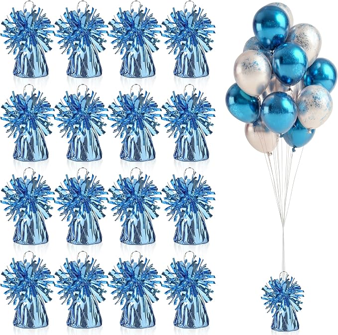 16 PCS Metallic Wrapped Balloon Weights Light Blue Heavy Balloon Weight by SPFYunion