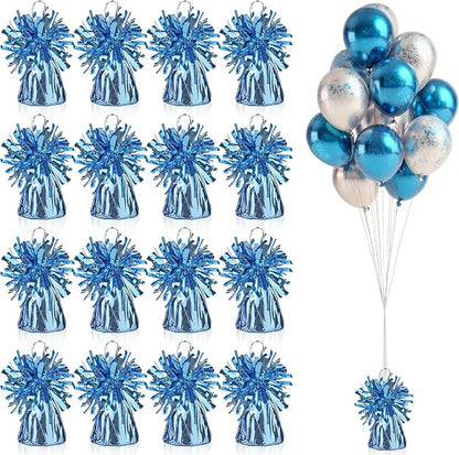 16 PCS Metallic Wrapped Balloon Weights Light Blue Heavy Balloon Weight by SPFYunion