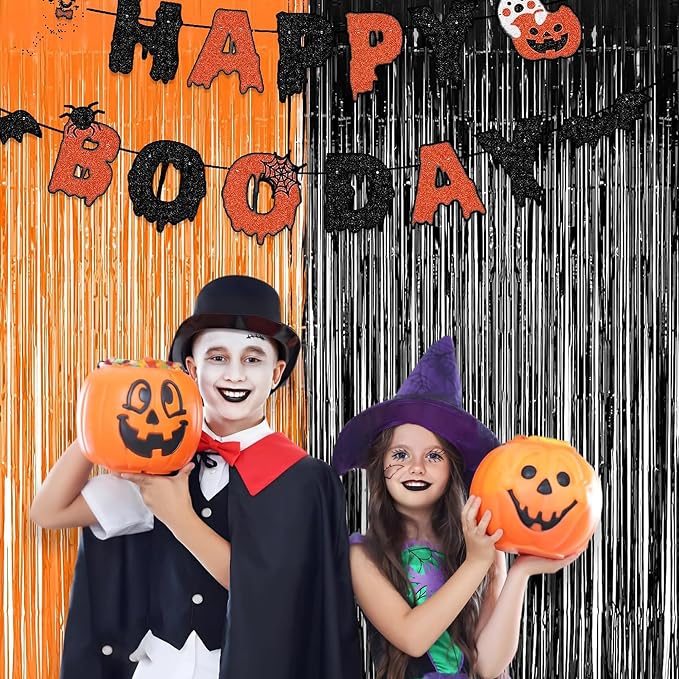 BRAVESHINE 1 Black 1 Orange Streamers Party Backdrop Halloween Decorations | - Image 8