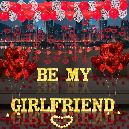 Be My Girlfriend Light Up Letters Proposal Decorations by Fezava