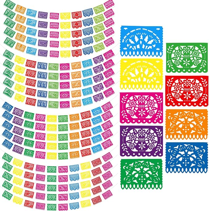 Boao 20 Packs 300 ft Mexican Party Decorations Fiesta Banner Plastic Papel by Boao