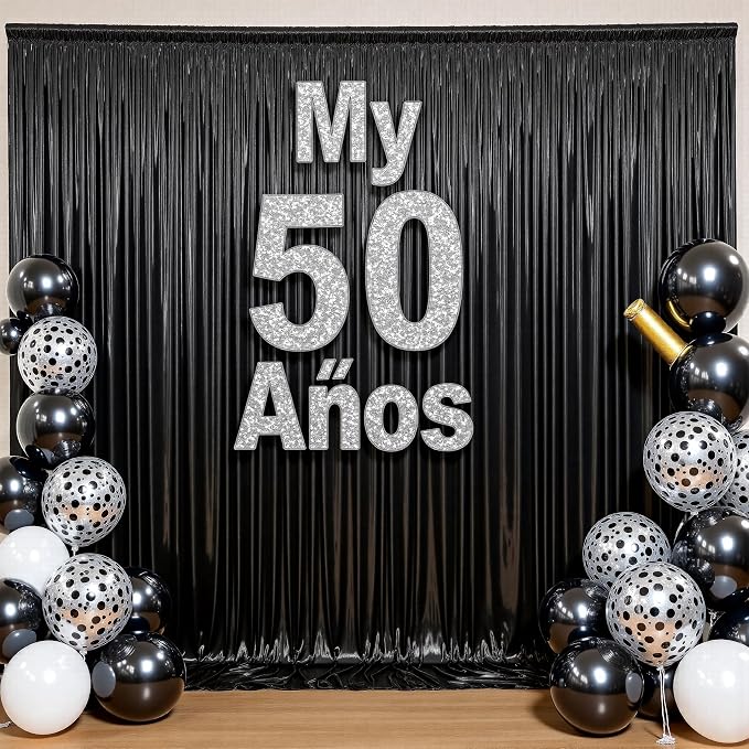 10ftx10ft Shimmer Black Sequin Backdrop Curtain - Image 4