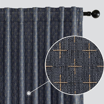MIULEE Patterned Farmhouse Linen Curtains, Back Tab by MIULEE