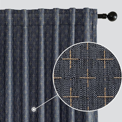 MIULEE Patterned Farmhouse Linen Curtains, Back Tab by MIULEE