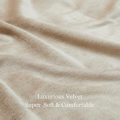 Luxury Beige Champagne Velvet 102 inch Curtains 2 Panels, Floor to Ceiling | - Image 7