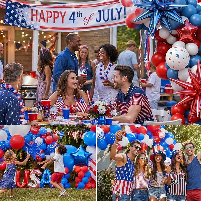 164pcs Red White and Blue Balloon Arch Garland Kit 4th of July | Patriotic - Image 3