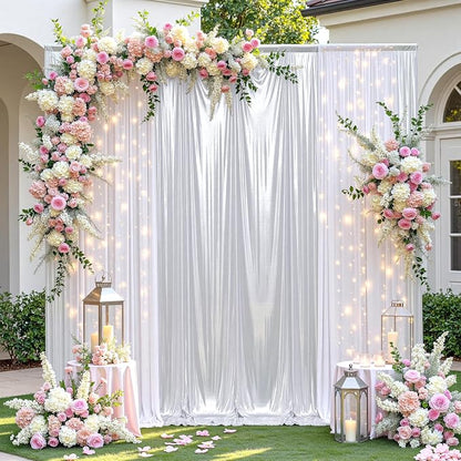 leegleri 30x10ft Thick Silver Glitter Backdrop Curtain Panels - Image 9