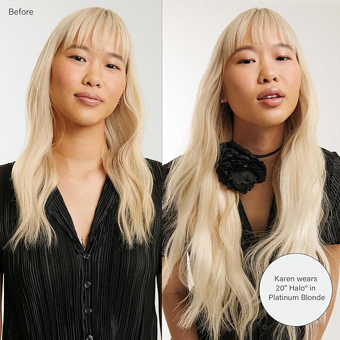 Luxy 100% Remy Human Hair – Halo Clip-In Hair Extensions –Natural Looking Volume & Length - One-Piece - Easy 5-Min Application 180 grams 20" Blonde Balayage Halo