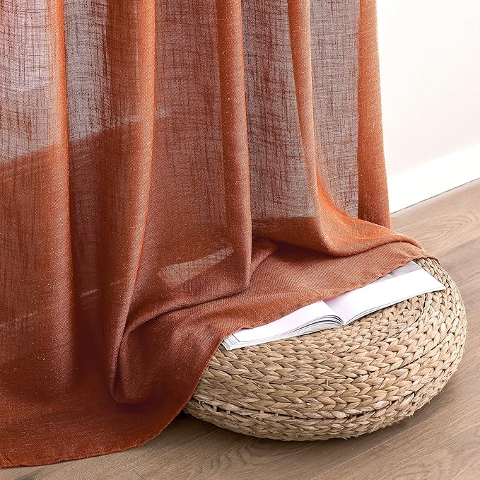 MIULEE Rust Fall Linen Curtains 52x90 Inch 2 Panels - Image 6