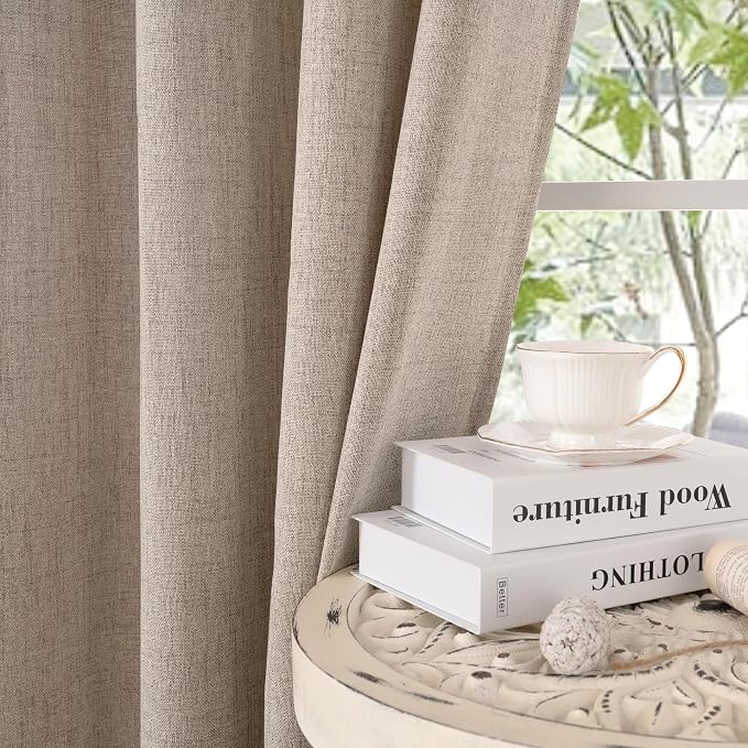 YoungsTex 90 Inches Long Linen Semi Sheer Curtains - Image 9