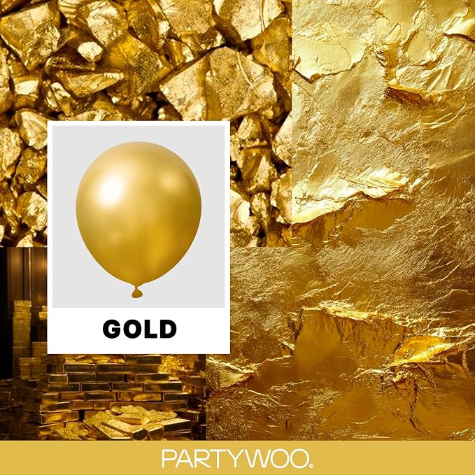 PartyWoo Gold Balloons 101pcs Gold Latex Helium Balloons 12 Inch | Birthday - Image 2