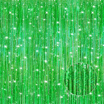 3 Pack 3.3 x 9.9 ft Holographic Green Tinsel Streamers Party Decorations | Foil by Crosize