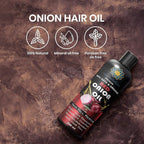 Hair Treatment Oil with Red Onion, Oil blends of Black Seed, Pure Argan, Sandalwood & Rose - 200 Ml/6.7 fl oz