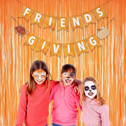 Orange Tinsel Curtain Party Backdrop - Image 2