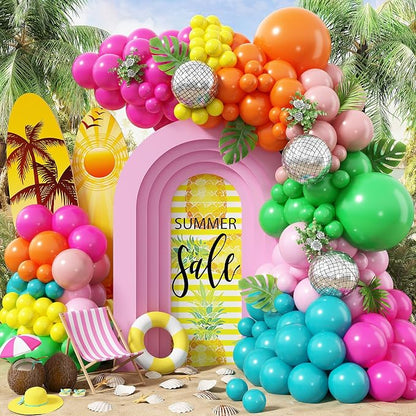 Tropical Balloons Garland Arch Kit, 18 10 5 Inch Summer Green Hot Pink Orange by TAOYE