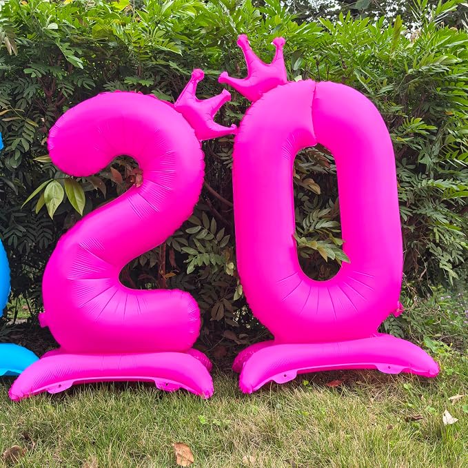 Fluorescent Pink Crown Number 2 Foil Balloon Neon Glow In The Dark Balloon | - Image 5