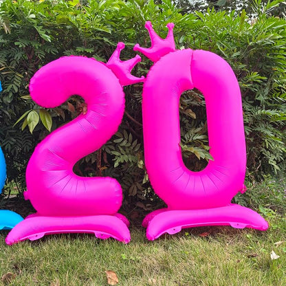 Fluorescent Pink Crown Number 2 Foil Balloon Neon Glow In The Dark Balloon | - Image 5