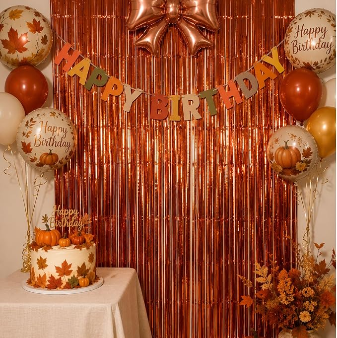 Matte Orange Foil Fringe Curtains Backdrop Party Decorations 2 PCS | 3.3 x 6.6 - Image 7