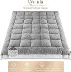 Cymula California King Mattress Topper, Sherpa Mattress Pad for Cal King Bed with 900GSM Down for Back Pain Extra Thick Mattress Cover Pillow Top with 8-21" Pockets, Grey