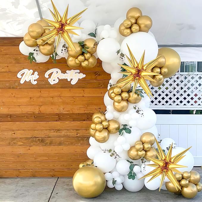 White and Gold Balloons Garland Arch Kit - Image 4
