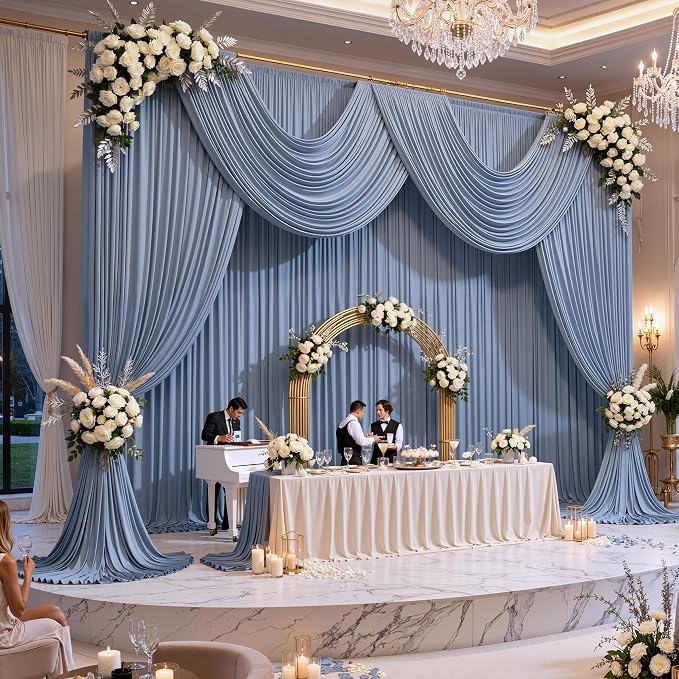 10ft x 15ft Dusty Blue Backdrop Curtains - Image 2