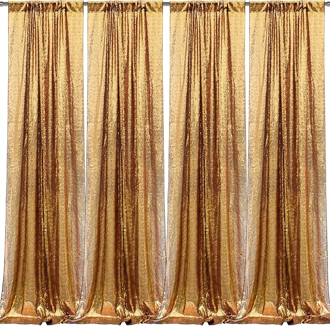2×8FT-4PCS Black Gold Sequin Backdrop Curtains Panels, Photography Backdrop - Image 8