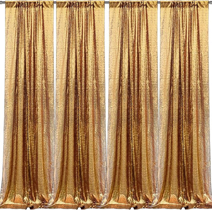 2×8FT-4PCS Black Gold Sequin Backdrop Curtains Panels, Photography Backdrop - Image 8