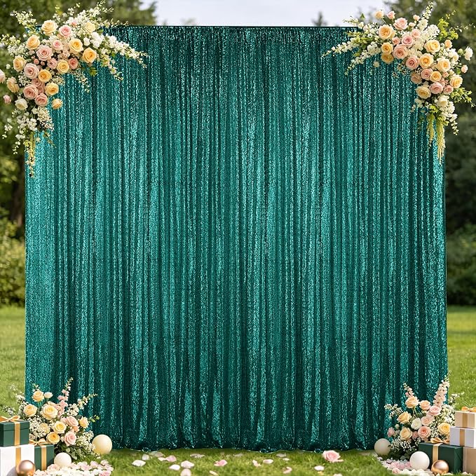 Hahuho Hunter Sequin Backdrop Curtain, Party Decoration（1 Panels, 4FT x 8FT by Hahuho