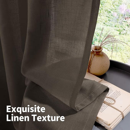 YoungsTex Extra Long Brown Linen Curtains 95 Inch Length - Image 8