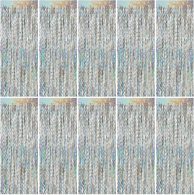 Tinsel Foil Fringe Curtains Wavy Backdrop by BOMSI